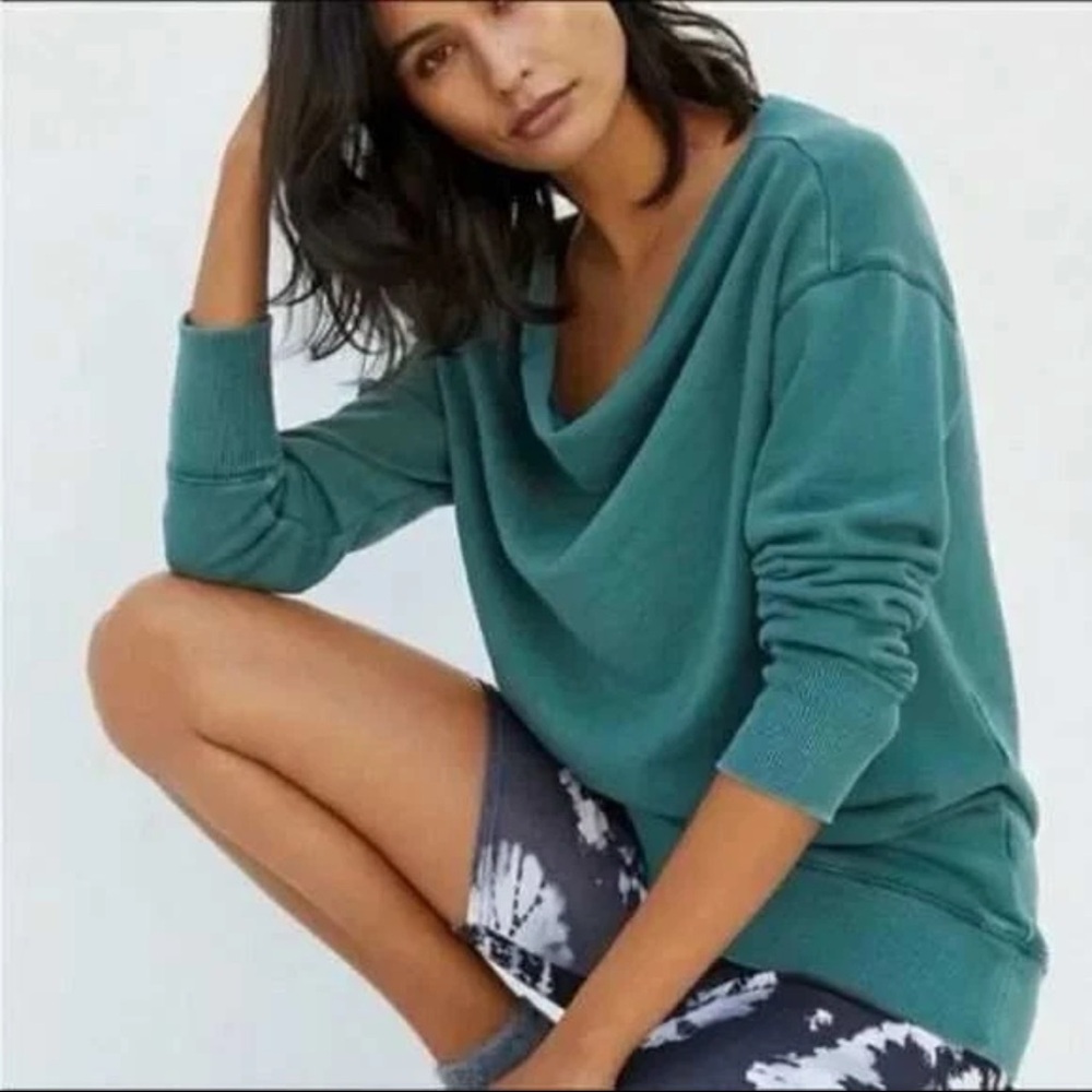 Anthropologie Pilcro Teal Donna Cowl Neck Sweater Tunic size Medium